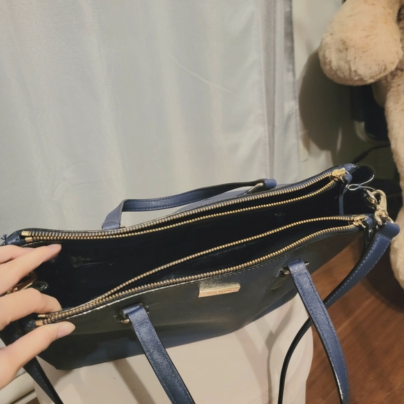 Kate spade leather blue navy bag with gold details - Picture 4 of 4